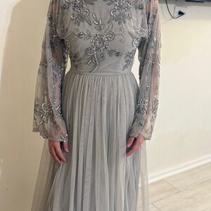 Elegant Gray Embellished Dress